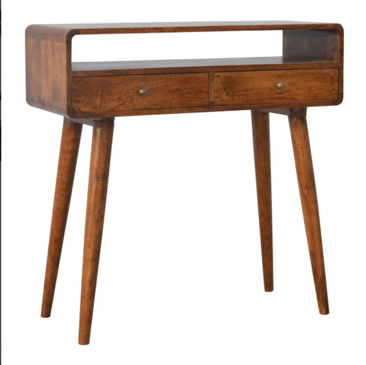 Curved Chestnut Console Table - Elegant & Sustainable