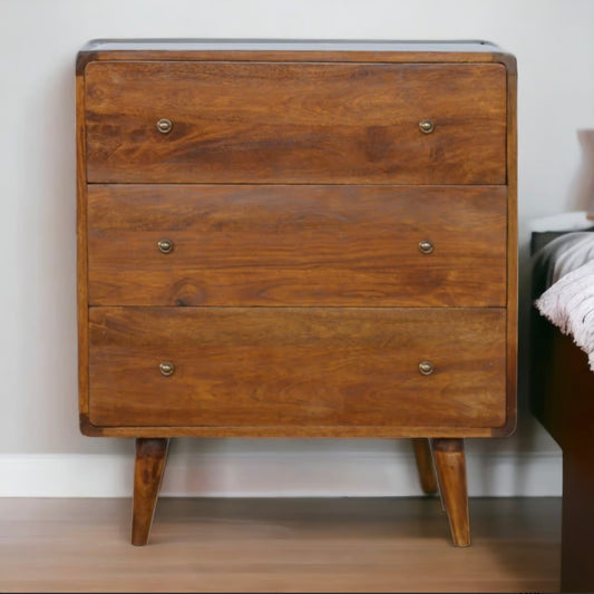 Curved Chestnut Chest with Drawers
